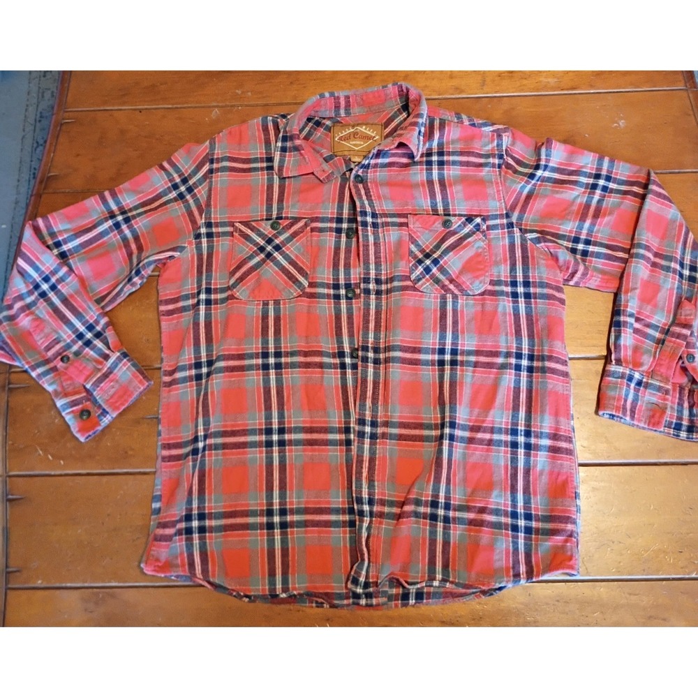 Red Camel Mens Flannel Shirt Plaid Button Up Long Sleeve Casual Large